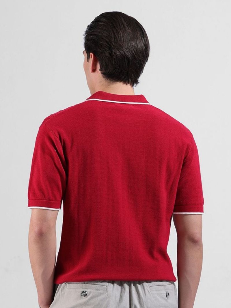 The Indian Garage Co. Men Maroon Polo Neck T-Shirt - Image 5