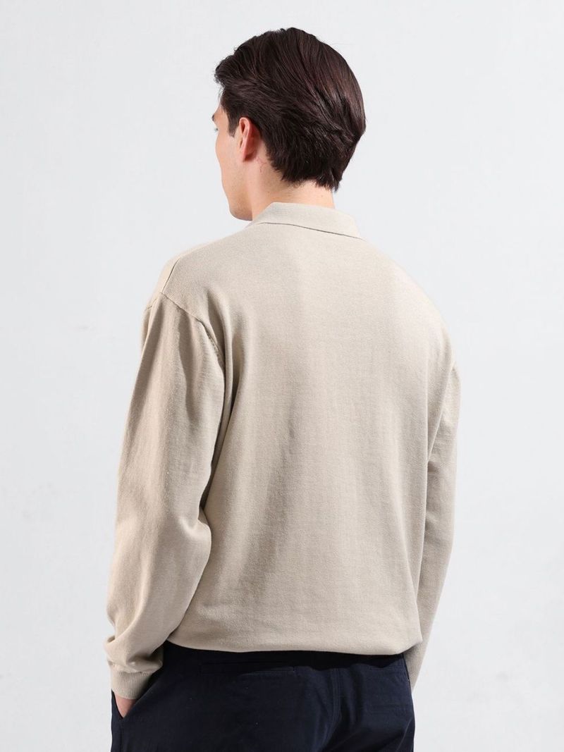 The Indian Garage Co. Men Beige Polo Neck T-Shirt - Image 6