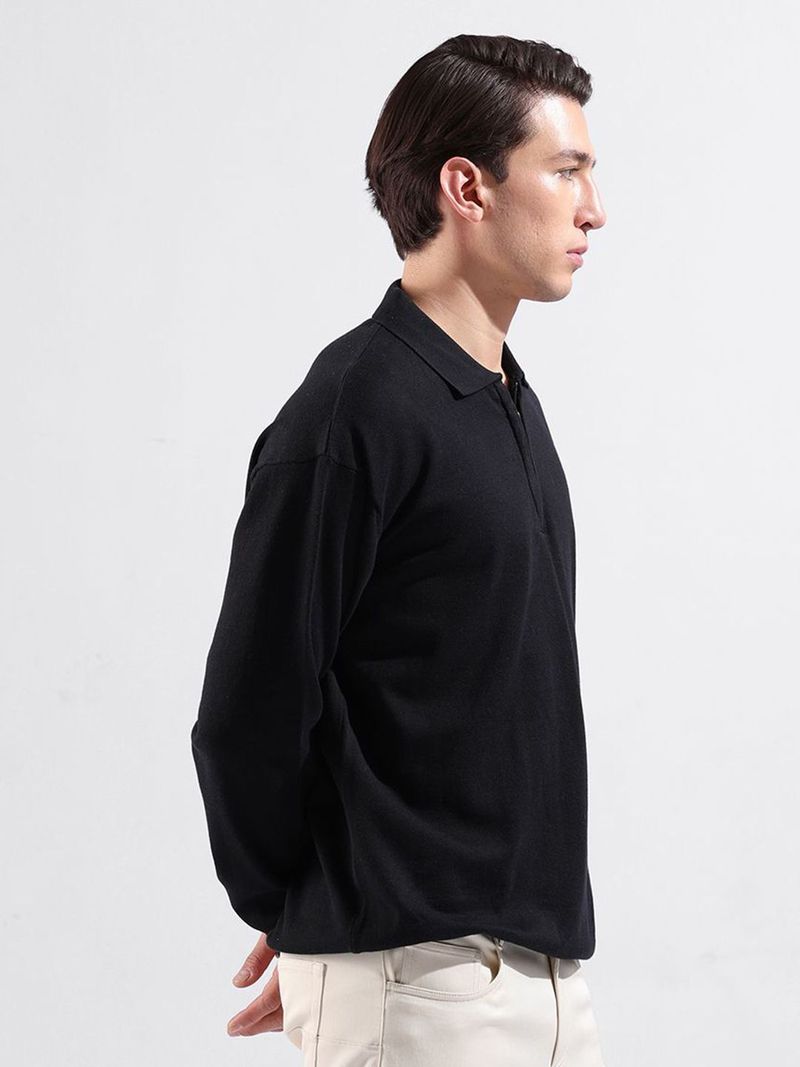 The Indian Garage Co. Men Black Polo Neck T-Shirt - Image 6