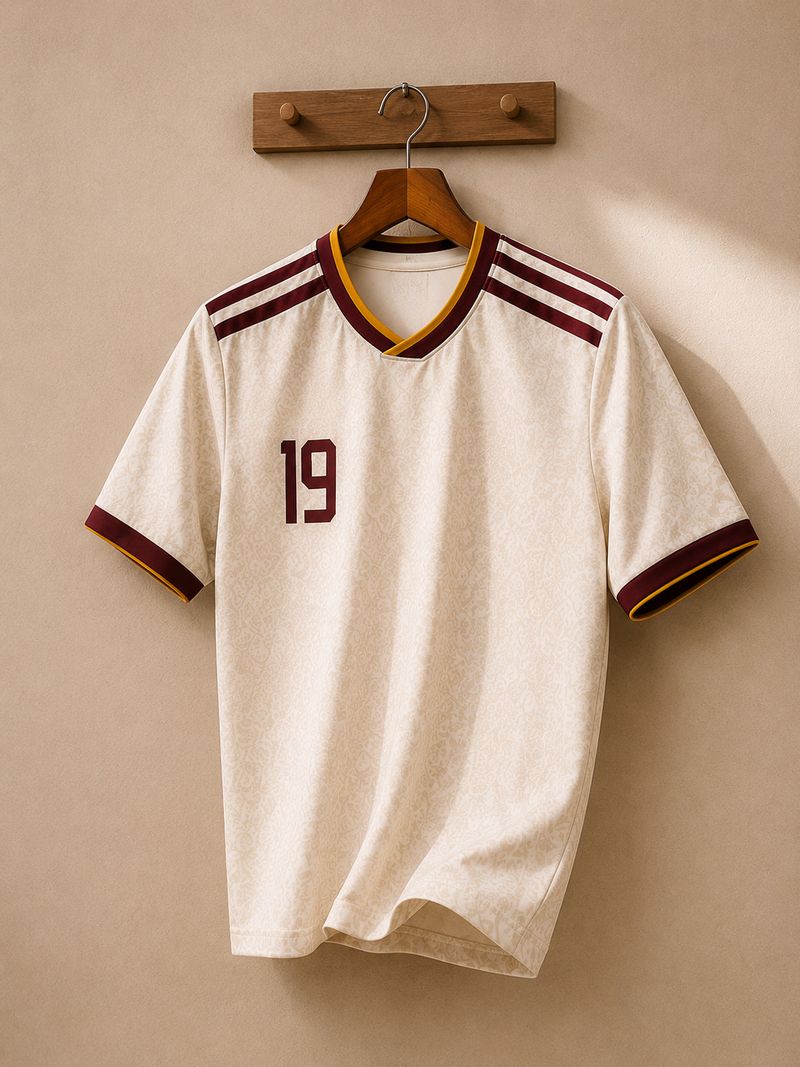 fabzy Men Striped V Neck Beige, Maroon T-Shirt - Image 4