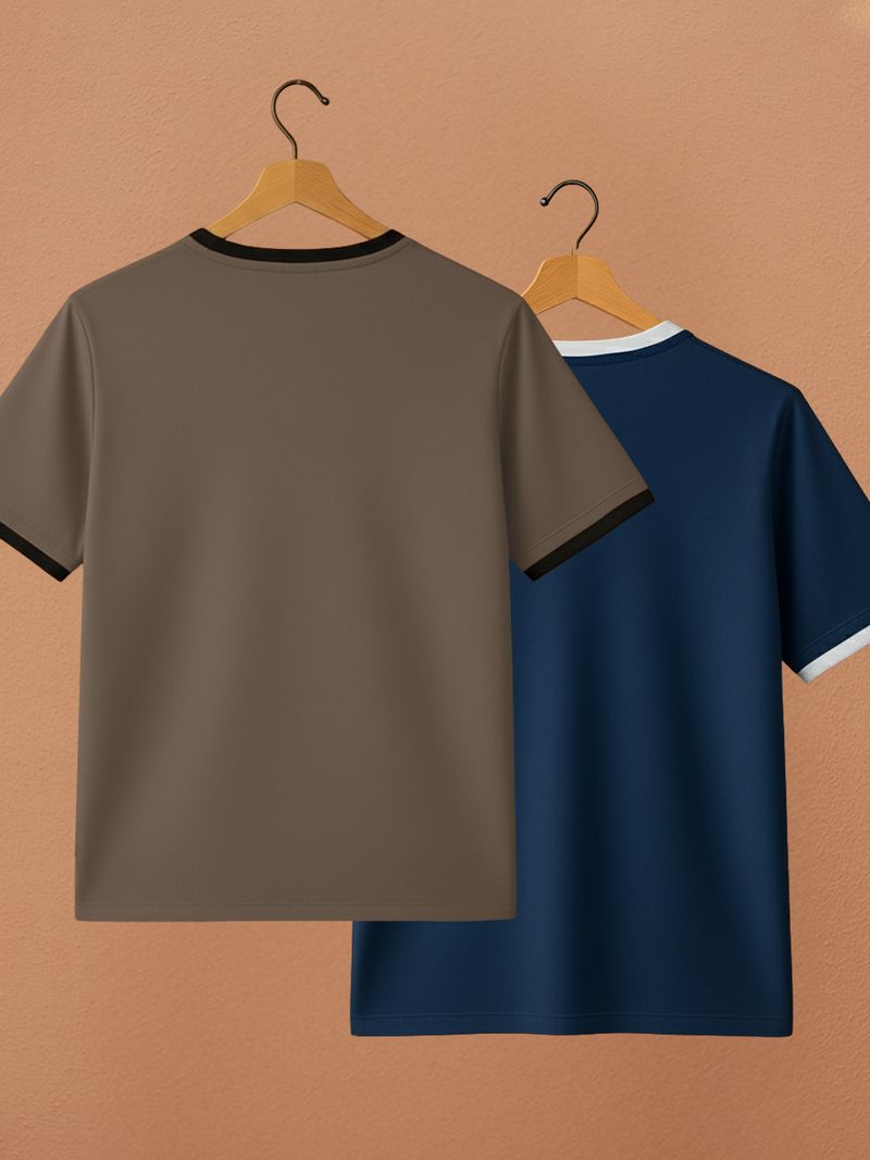 Yazole Men's 2-Pack Brown, Navy Blue T-Shirts - Image 3