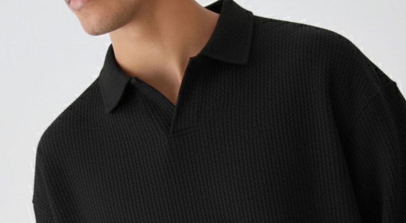 RUNNING MACHINE Men Black Polyester Polo Neck T-Shirt - Image 5