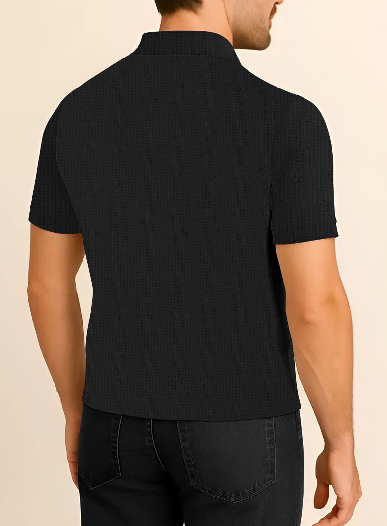 KAJARU Men Black, Beige Zip Neck Polyester T-Shirt - Image 6
