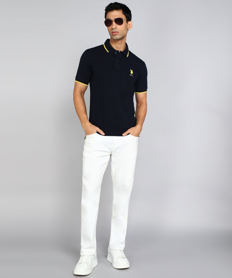U.S. POLO ASSN. Men Blue Cotton Polo Neck T-Shirt - Image 5