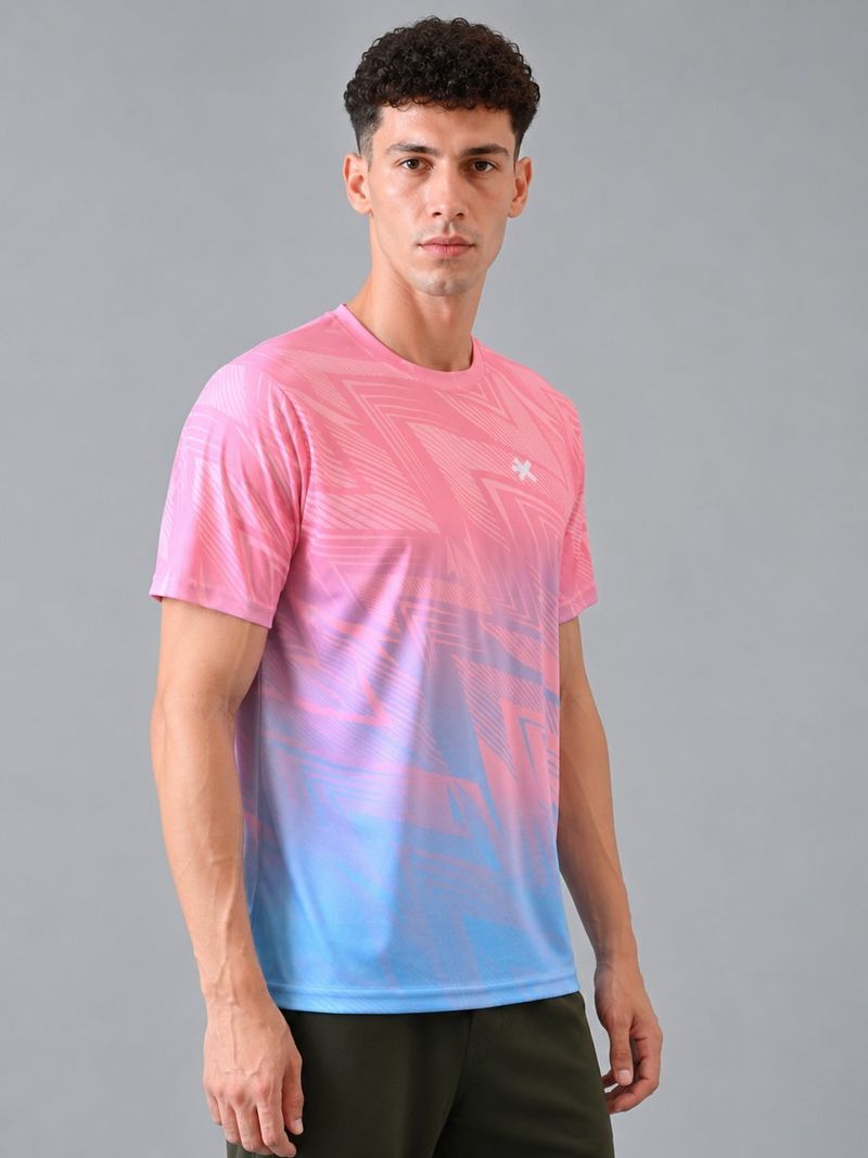 HRX by Hrithik Roshan Men Pink, Blue T-Shirt - Image 4