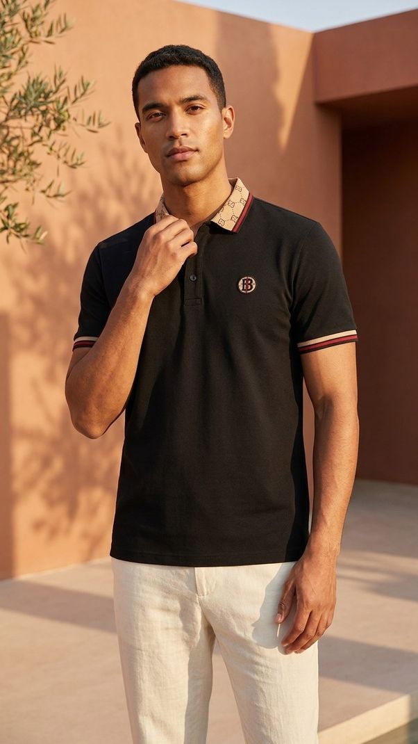 DLooK Designer Men Printed Polo Neck Polycotton Black T-Shirt - Image 6