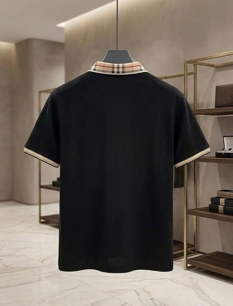 Men Embroidered Polo Neck Polycotton Black T-Shirt - Image 4