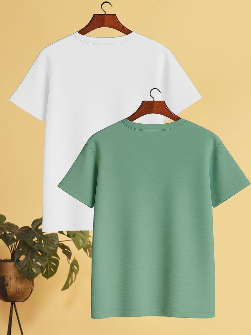 Yazole Men's 2-Pack Light Green, White T-Shirt - Image 4