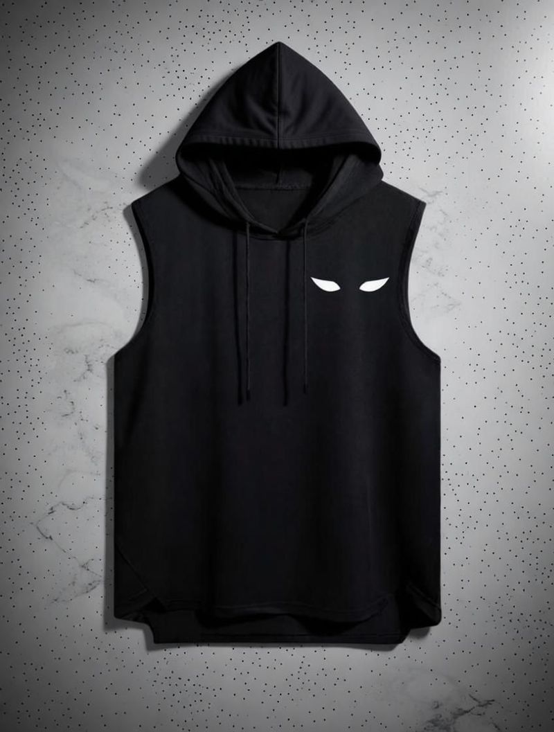 Mundali Men's t-shirt hooded sendo black color, gym wear, black sendo t-shirts for men Men Printed Hooded Neck Polyester Black T-Shirt - Image 6