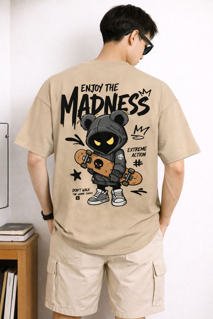 Mexmy Men Beige Cotton Blend T-Shirt - Image 3
