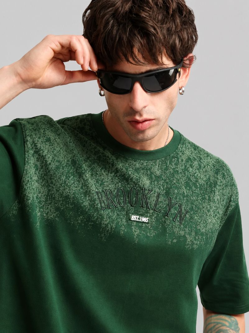 MANIAC Men Green Cotton Blend T-Shirt - Image 2