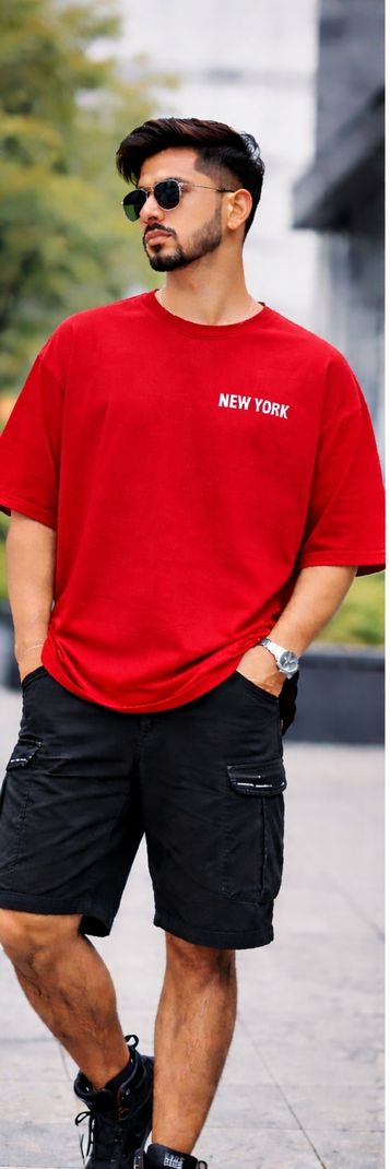 Men Red Typography Cotton Blend T-Shirt - Image 4