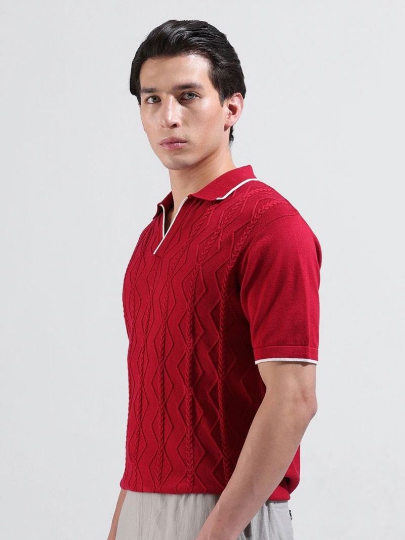 The Indian Garage Co. Men Maroon Polo Neck T-Shirt - Image 4