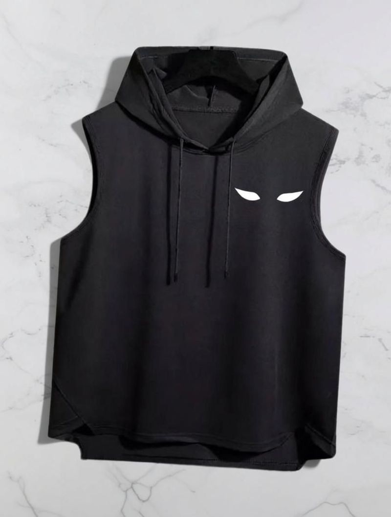 Mundali Men's t-shirt hooded sendo black color, gym wear, black sendo t-shirts for men Men Printed Hooded Neck Polyester Black T-Shirt - Image 7