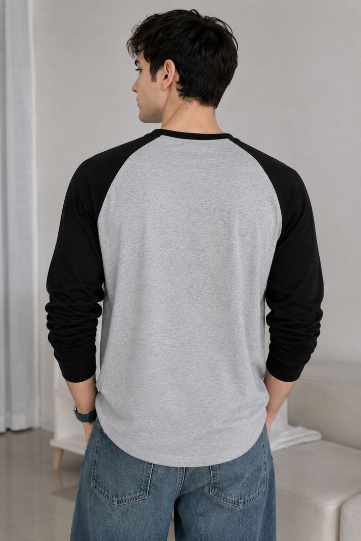 Lieo Trend Men Colorblock Grey, Black T-Shirt - Image 3