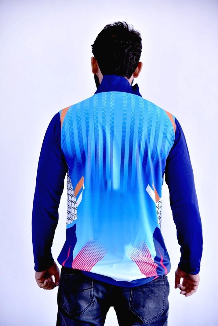 JRCY Men's Polo Neck Blue T-Shirt - Image 3