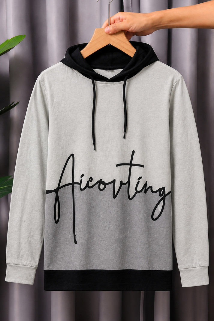 Try This Printed Men Hooded Neck White T-Shirt