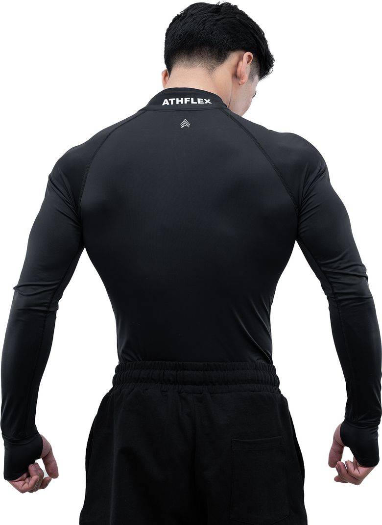 Athflex Men Black Nylon High Neck T-Shirt - Image 3