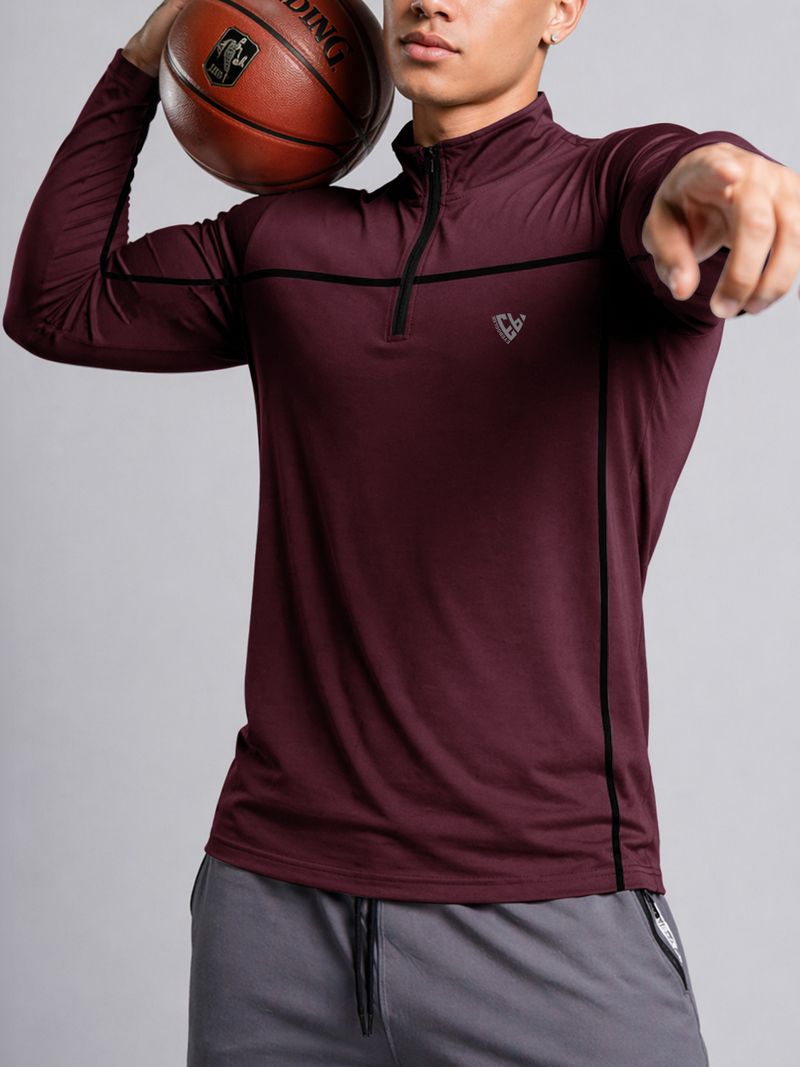 EyeBogler Men Maroon Striped T-Shirt - Image 2