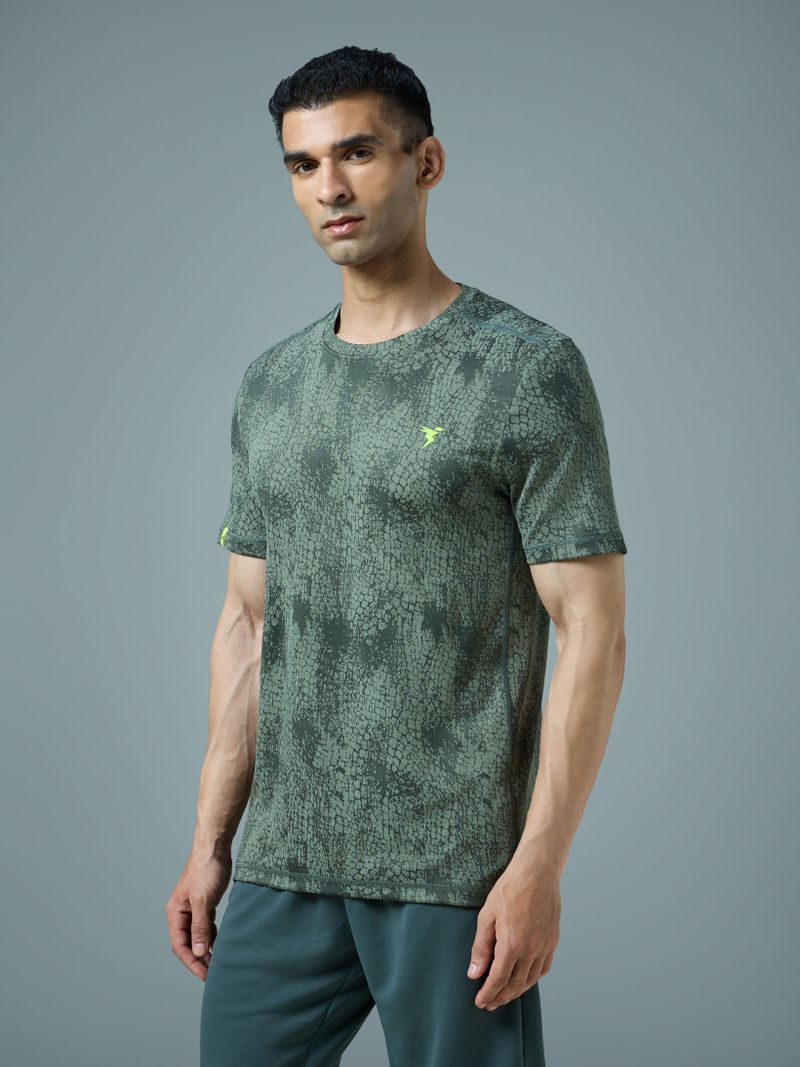 TECHNOSPORT Men Green Polyester T-Shirt - Image 4