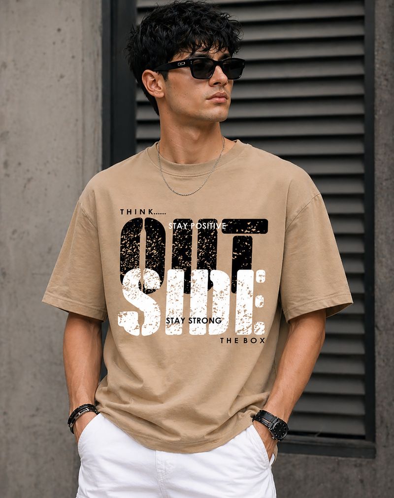 Creation By London Hills Men Beige T-Shirt - Image 6