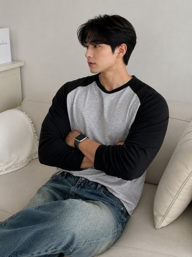 Wrodss Men Grey, Black Colorblock T-Shirt - Image 5