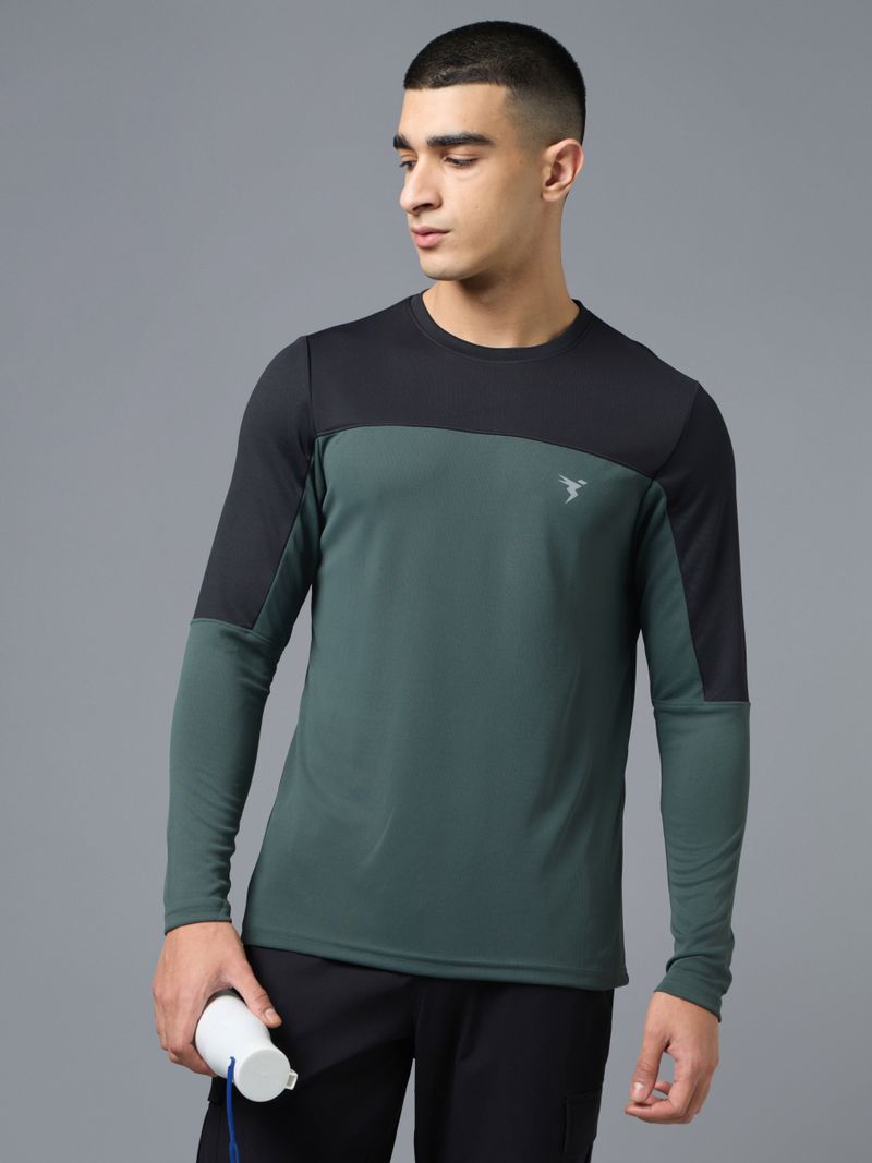 TECHNOSPORT Men Solid Round Neck Polyester Green T-Shirt - Image 5
