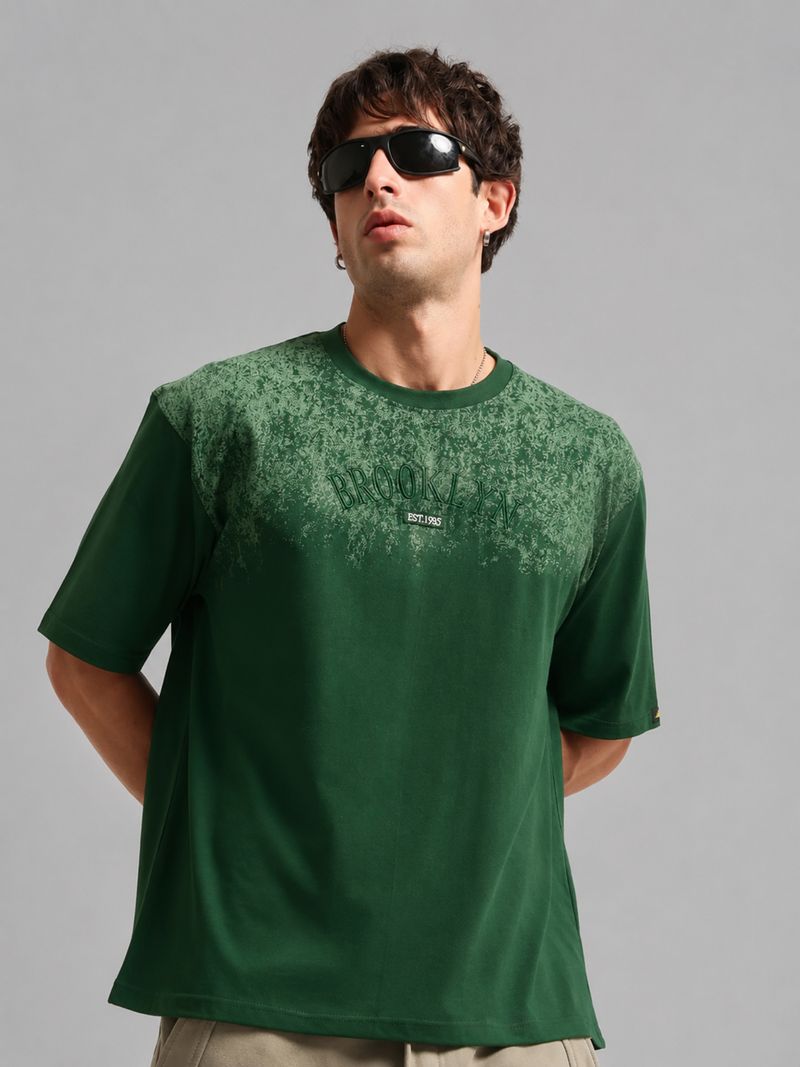 MANIAC Men Green Cotton Blend T-Shirt - Image 4