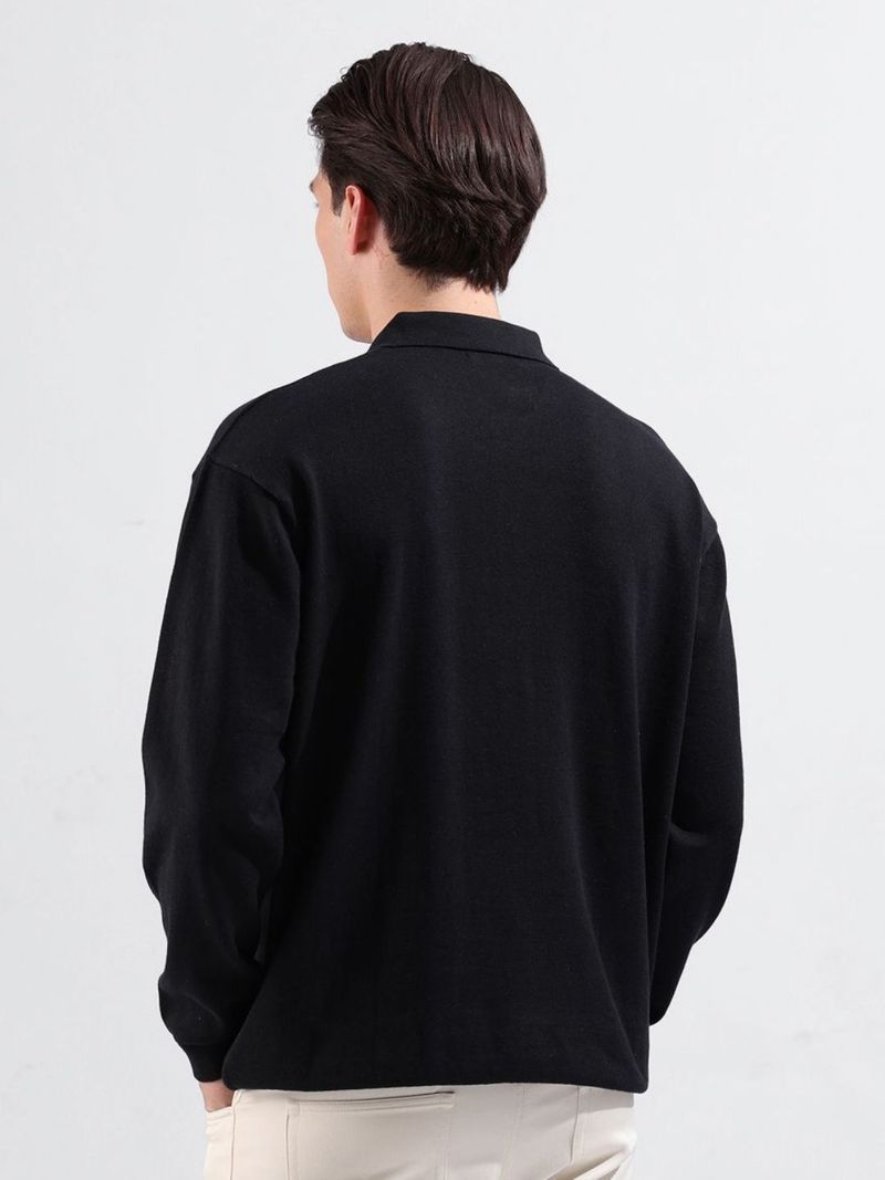 The Indian Garage Co. Men Black Polo Neck T-Shirt - Image 5