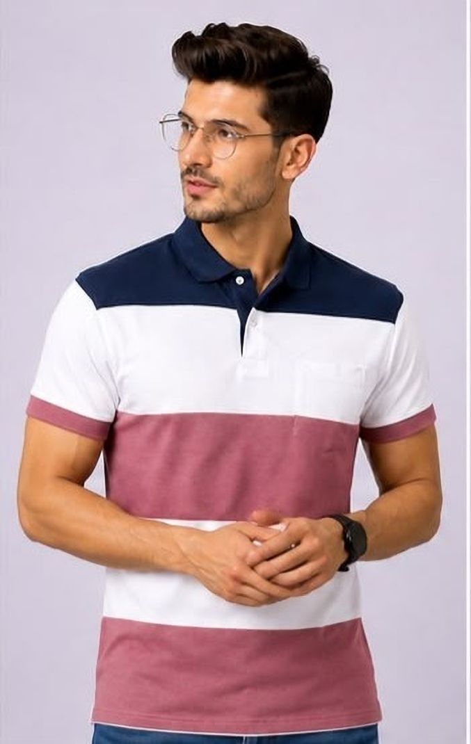 Triptee Men Multicolor Polo Neck T-Shirt - Image 4