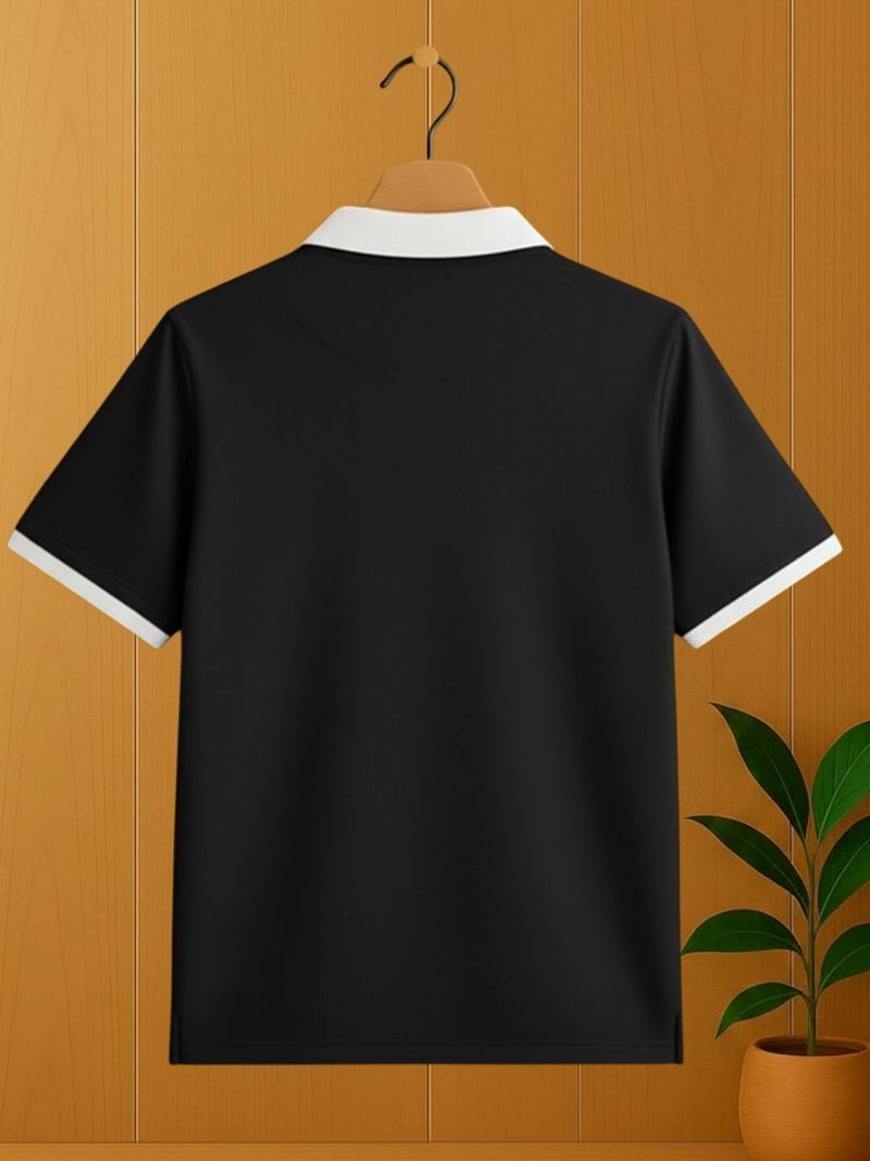 Yazole Men Zip Neck Black, White T-Shirt - Image 4