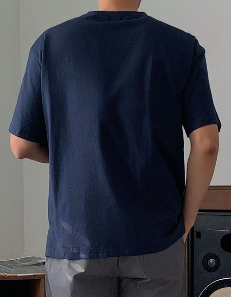 Veirdo Oversized Men Navy Blue Cotton T-Shirt - Image 4
