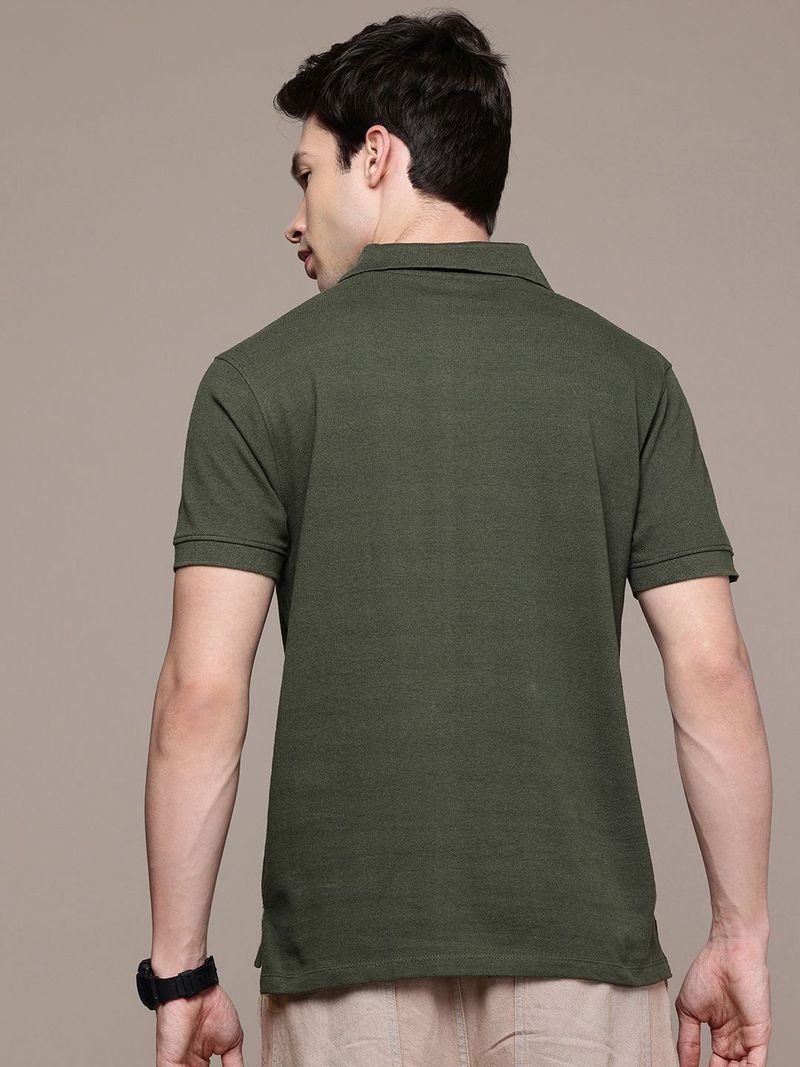 Moda Rapido Men Dark Green Polo Neck T-Shirt - Image 4