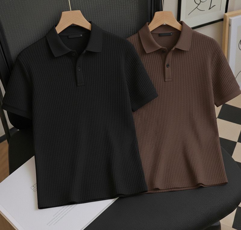 Try This Black Cotton Blend Polo Neck T-Shirt - Image 2