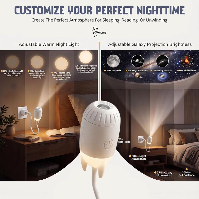 Finzara Rocket Design Galaxy Projector Lamp - Image 4