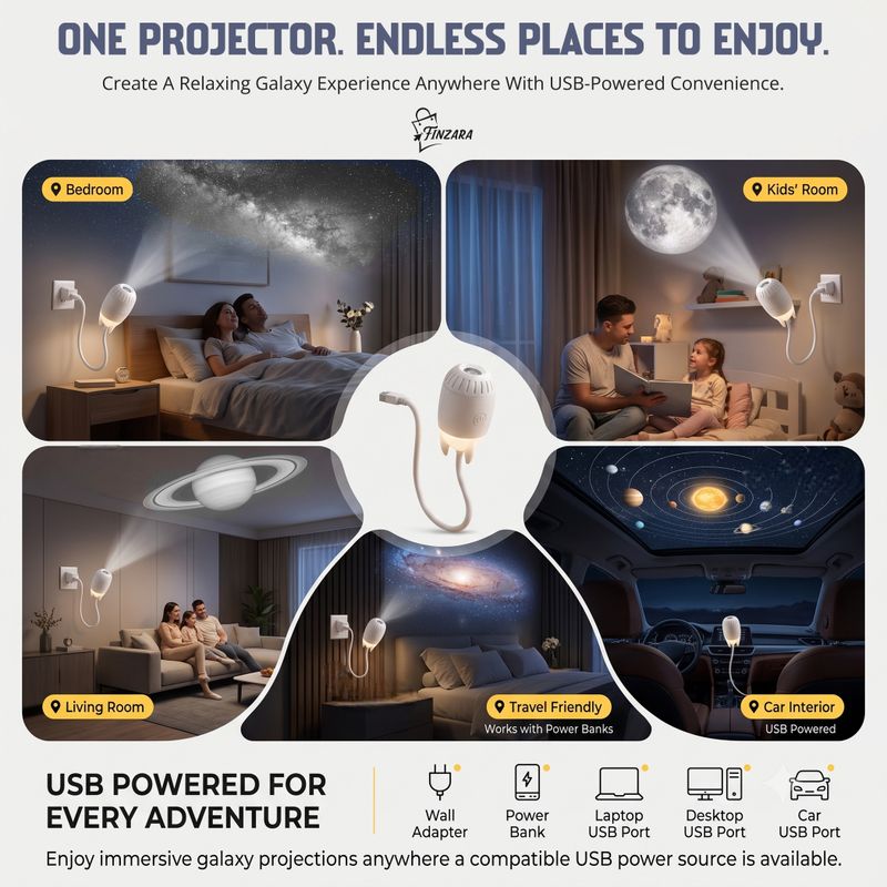Finzara 2-in-1 Mini Galaxy Projector Night Light - Image 6