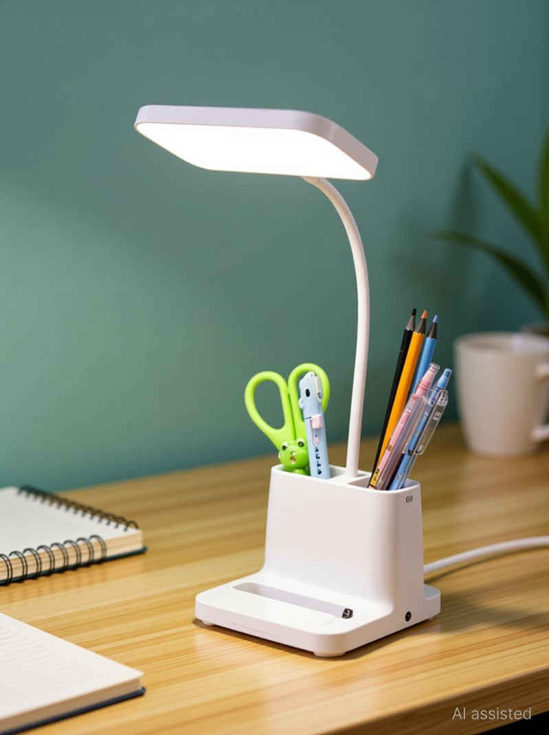 Refulgix Desk Lamp Touch Sensor On/Off USB Rechargeable Study Lamp 36 cm, Off White