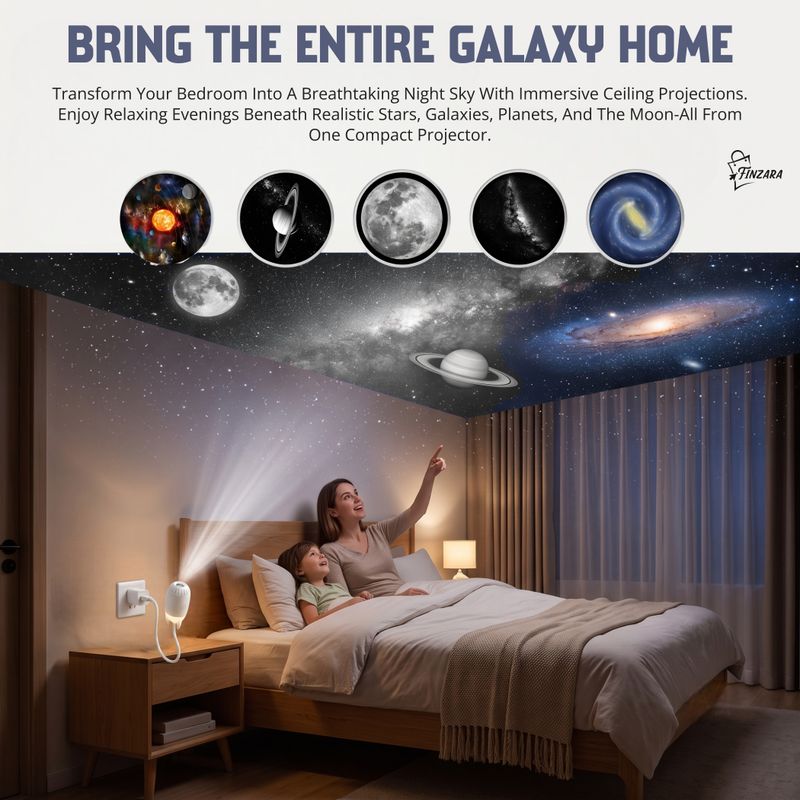 Finzara 2-in-1 Mini Galaxy Projector Night Light - Image 3
