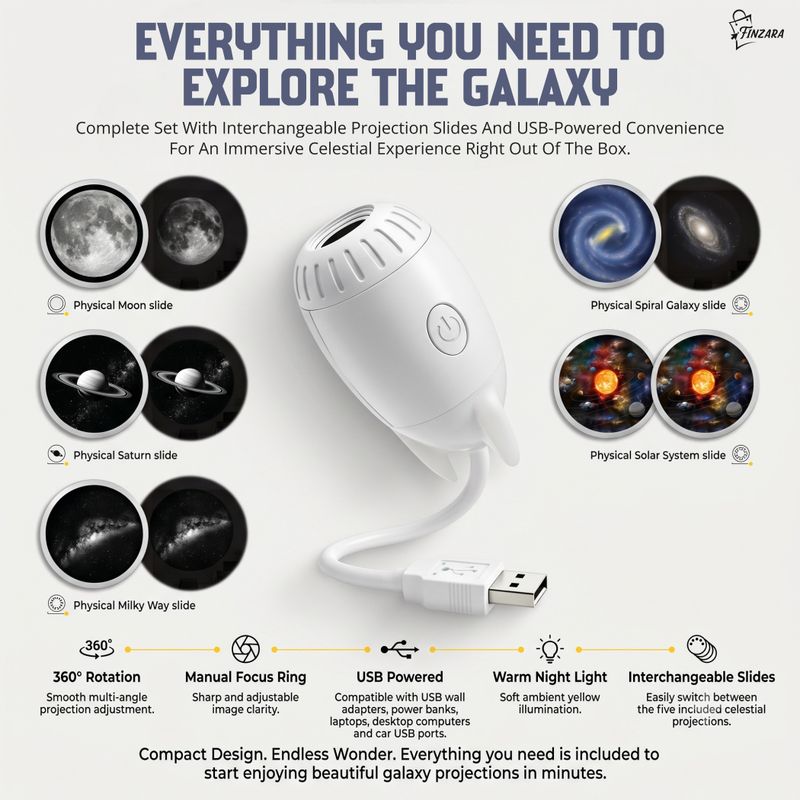 Finzara 2-in-1 Mini Galaxy Projector Night Light - Image 4
