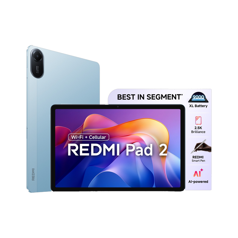 REDMI Pad 2 8 GB RAM 256 GB ROM 11.0 inch with Wi-Fi+4G Gaming MediaTek Helio G100-Ultra processor Tablet (Sky Blue)