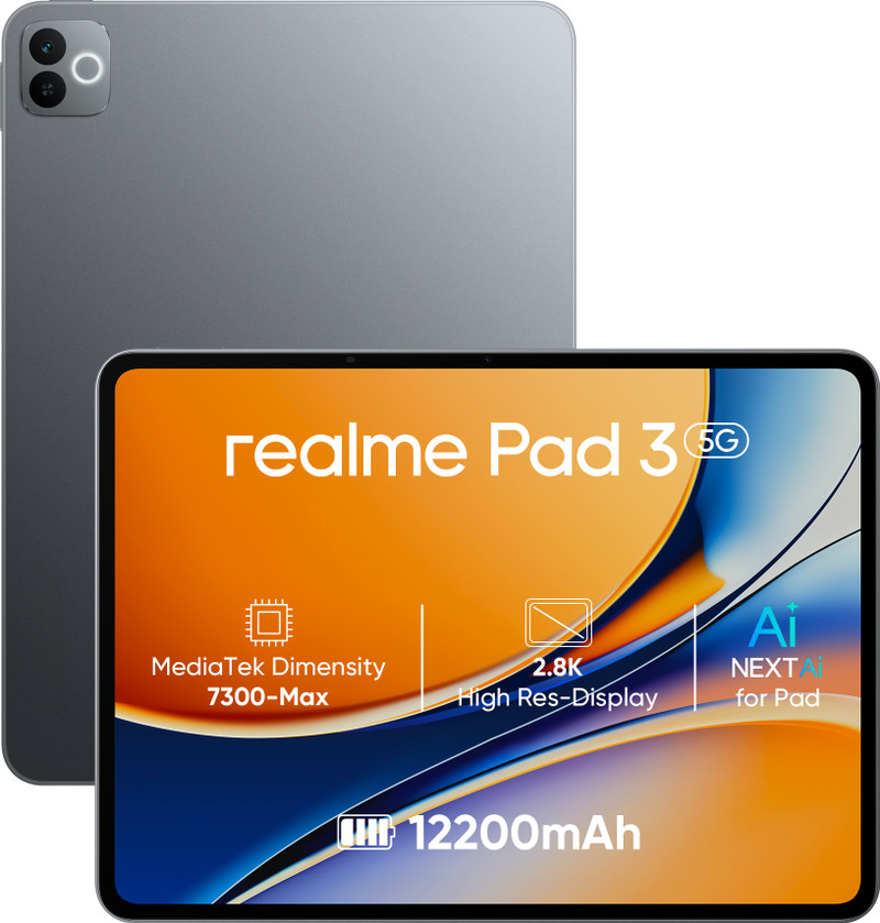 realme pad 3 biggest battery segment 8 gb ram 128 rom 11 6 inch wi fi only mediatek dimensity 7300 max tablet space grey