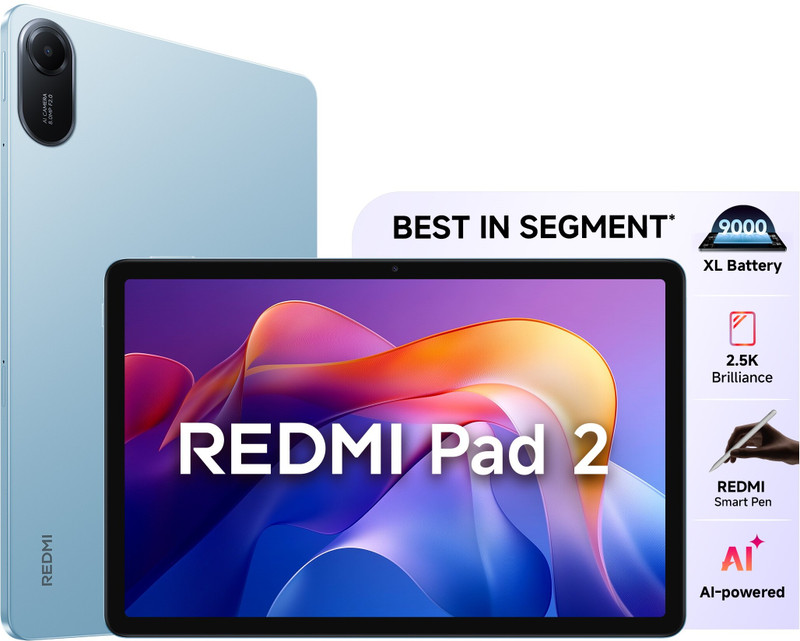 REDMI Pad 2 4 GB RAM 128 GB ROM 11.0 inch with Wi-Fi Only Gaming MediaTek Helio G100-Ultra processor Tablet (Sky Blue)