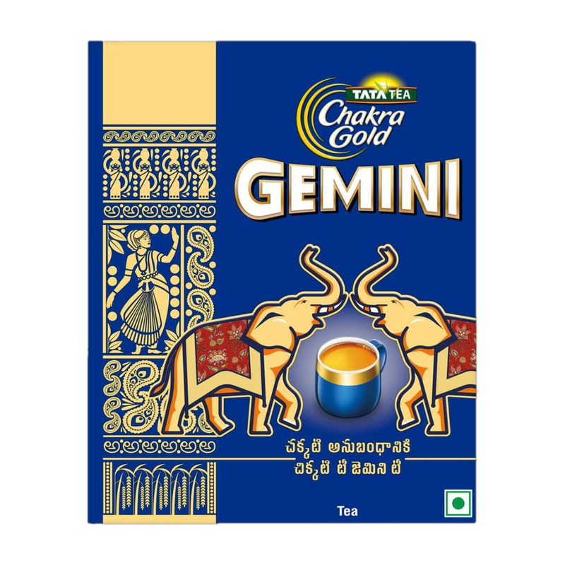 Tata Tea Chakra Gold Gemini Black Tea, Strong Assam Tea, Rich Aroma, Premium Dust Tea Unflavoured Black Tea Box (500 g)