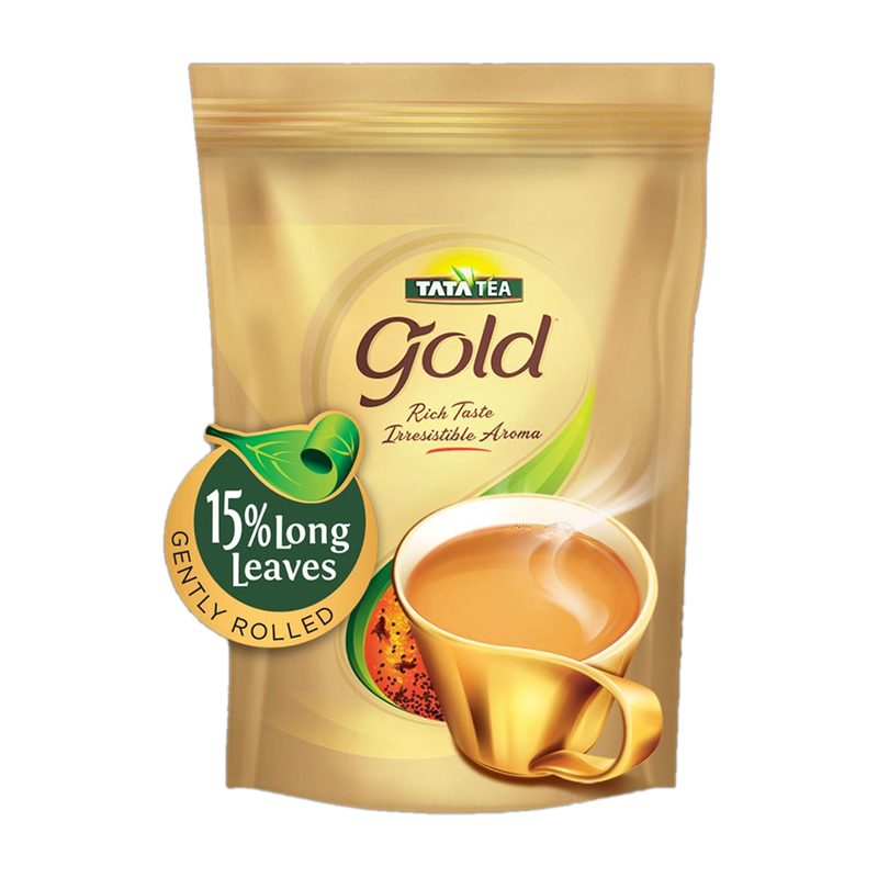 Tata Tea Gold Black Tea with Gently Rolled Aromatic Long Leaves Unflavoured Black Tea Pouch (Kola Chah)
