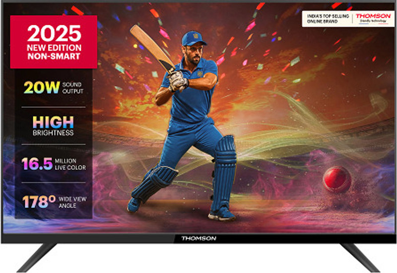 Thomson 60 cm (24 inch) HD Ready LED TV with 20W Sound Output | 2 Speakers | Wide View Angle| Vivid Color | Bezel Design | Sports Mode 24TM2490-25