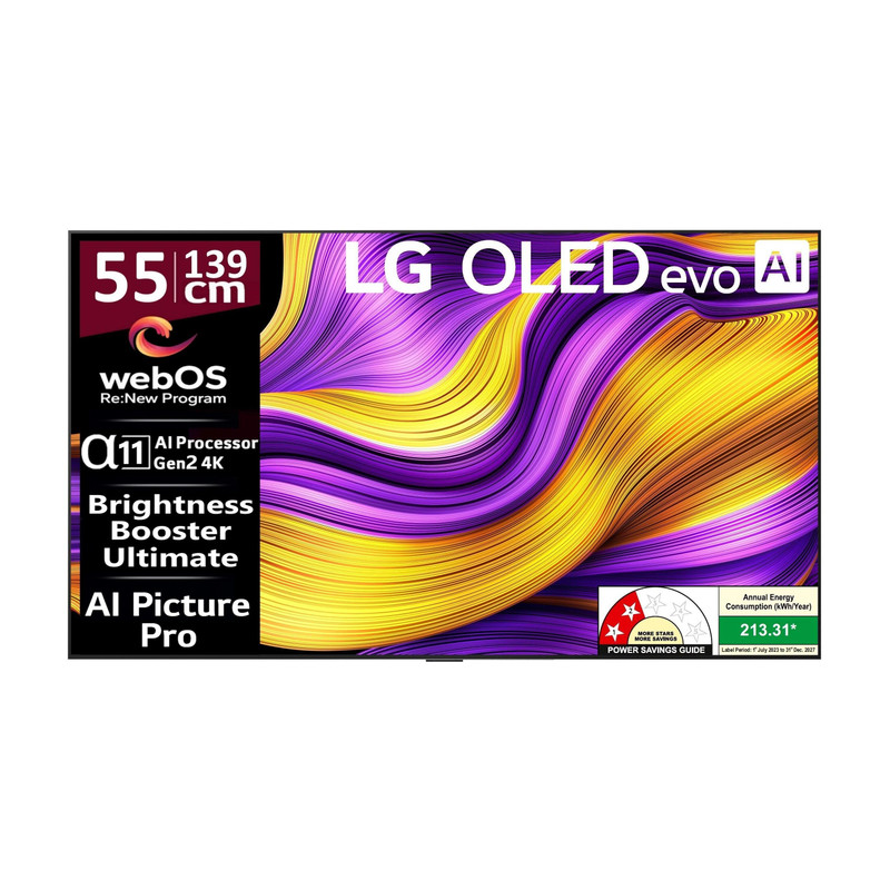 LG evo AI G5 139 cm (55 inch) OLED Ultra HD (4K) Smart WebOS TV with Alpha 11 AI Processor 4K Gen2 | Brightness Booster Ultimate | AI Picture Pro | Do