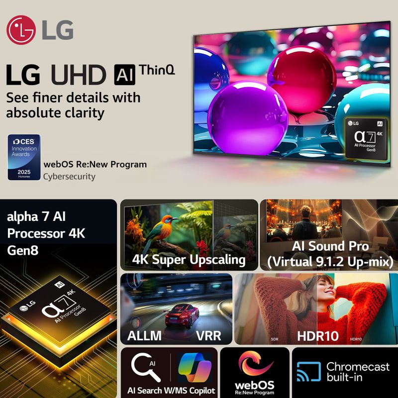 LG AI TV UA7380 43 inch 4K LED Smart TV - Image 3