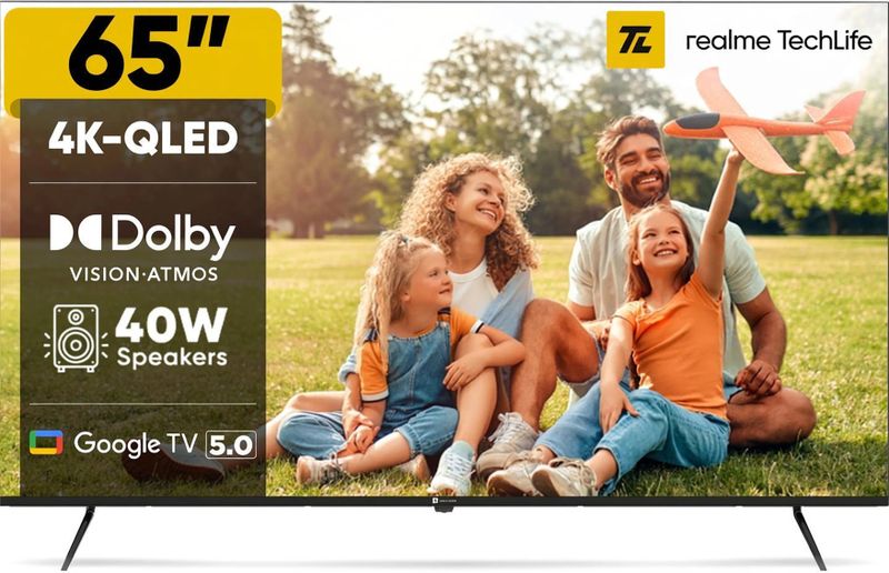 realme TechLife 164 cm (65 inch) QLED Ultra HD (4K) Smart Google TV (65UHDGQRDDVQ)