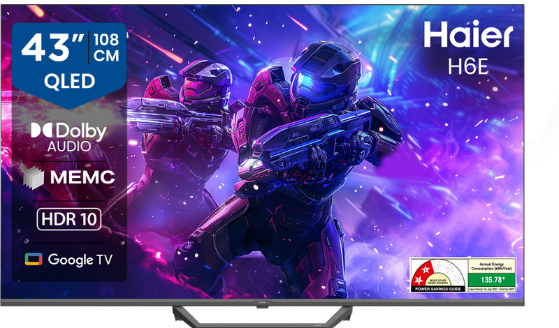 Haier H6E 108 cm (43 inch) QLED Ultra HD (4K) Smart Google TV wit...more deal from flipkart