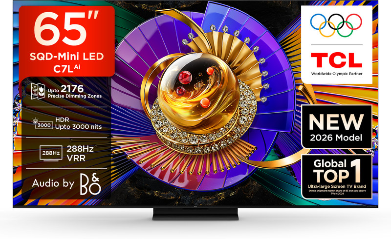 Tcl C7l 164 Cm 65 Inch Ultra Hd 4k Mini Led Smart Google Tv 2026 Edition Audio Bang & Olufsen Hi-end Speakers 1152 Precise Dimming Zones Up Hdr 2700 N